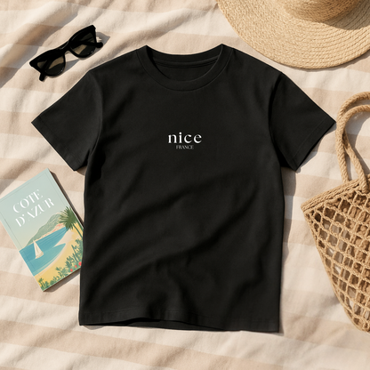 Nice France Oversized Beach T-Shirt Noir