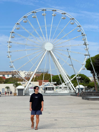 Antibes France Oversized Beach T-Shirt Noir