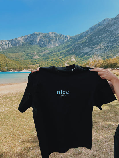 Nice France Oversized Beach T-Shirt Black